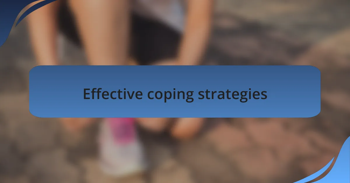 Effective coping strategies