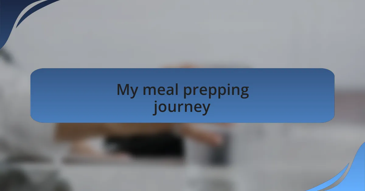 My meal prepping journey