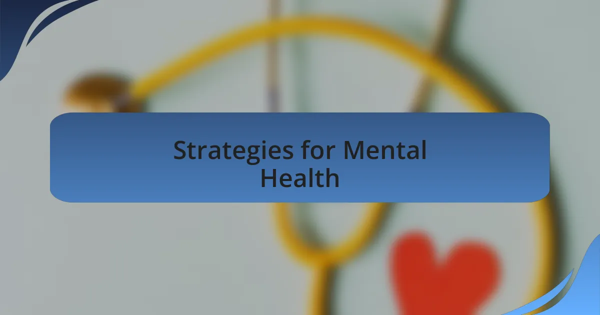 Strategies for Mental Health