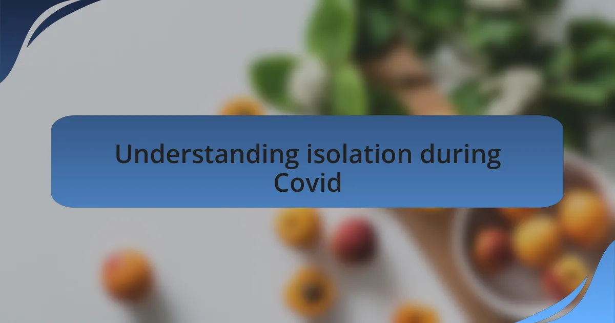 Understanding isolation during Covid